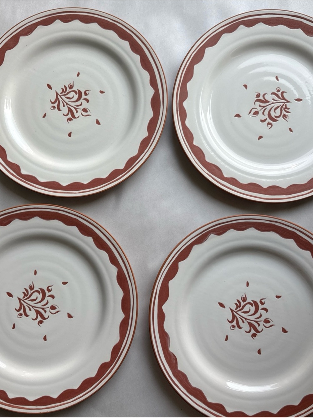 Pottery Barn Sienna Salad /Dessert Plates set of 4 Cream Brick Stoneware 9’